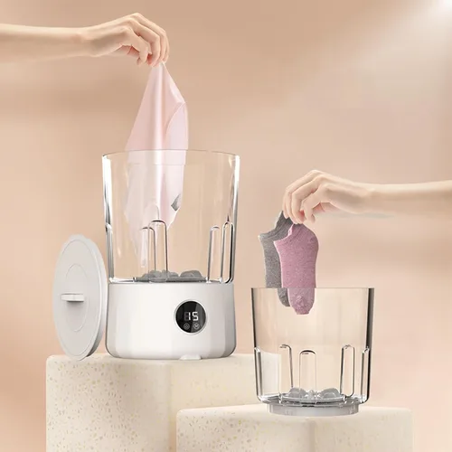 Miniatura 2 de Lavadora - Lavadora portátil Lavadoras portátiles para apartamentos Mini limpiador con 2 cubos para brasieres, calcetines, ropa de bebé, bragas