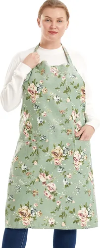 Miniatura 40 de Delantales de algodón y lino para hornear, talla grande, para mujer, con bolsillos, cocina
