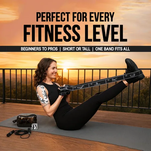 Miniatura 4 de Correa elástica de yoga con 11 bucles, banda elástica de alta calidad para flexibilidad, terapia física, pilates, ejercicios de piernas y cuerpo