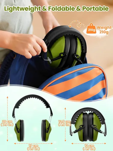 Miniatura 10 de Orejeras con cancelación de ruido del Dr.meter: auriculares con cancelación de ruido SNR27.4 con diadema ajustable, orejeras con protección auditiva
