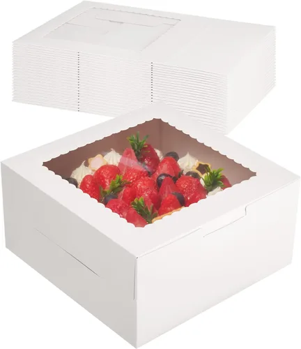 Miniatura 9 de Kootek 4pcs Cake Boxes with Window, 10 x 10 x 5 Inches Bakery Boxes Treat Cookie Dessert Boxes Pastry Box for Cake, Chocolate Covered Strawberries