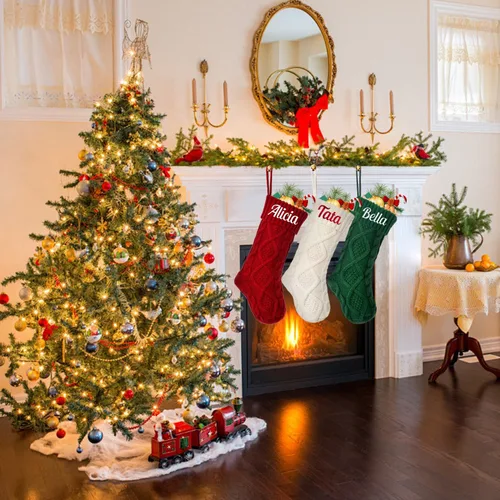 Miniatura 39 de Calcetines de Navidad personalizados para perros y gatos, calcetín de Navidad bordado con nombre personalizado en forma de pata de mascota o hueso
