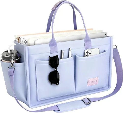 Miniatura 12 de Bolso de lona para mujer con bolsillos, bolso cruzado para portátil de trabajo, bolso de hombro para todo lo demás, bolso de lona para todos
