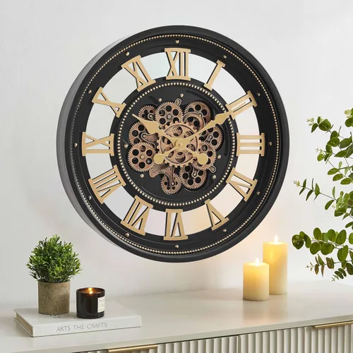 Miniatura 10 de CLXEAST Reloj de pared de engranaje móvil de 21 pulgadas, relojes de pared grandes con números arábigos regulares para decoración de sala de estar
