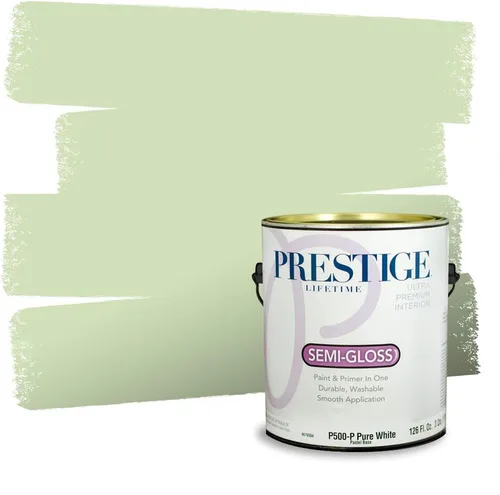 Miniatura 156 de Prestige Paints - Pintura exterior e imprimación en uno, 1 galón, plano, compatibilidad comparable con el color menta «Whipped Mint» de Behr