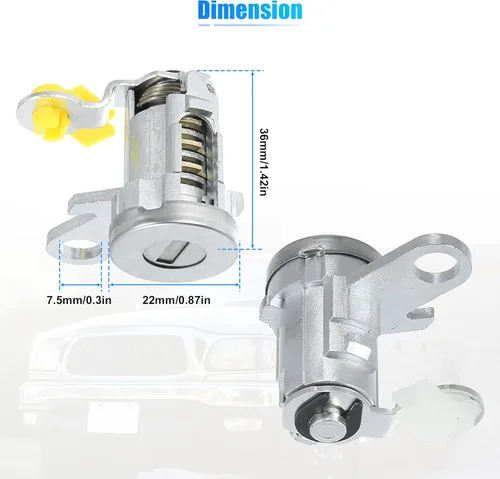 Miniatura 7 de X AUTOHAUX Juego de cilindros para cerradura de puerta con 2 llaves para Toyota Tacoma 1995-2004 DL-107 DL108R Juego