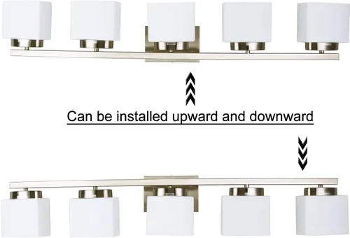 Miniatura 5 de Lámpara de tocador de níquel cepillado de 4 luces con pantalla de vidrio blanco para baño sobre espejo, 31.5 pulgadas