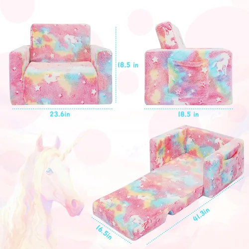 Miniatura 3 de SLIGUY Sofá para niños, silla infantil, sofá plegable para niños, sofá convertible para tumbona, sofá extraíble, sofá que brilla en la oscuridad