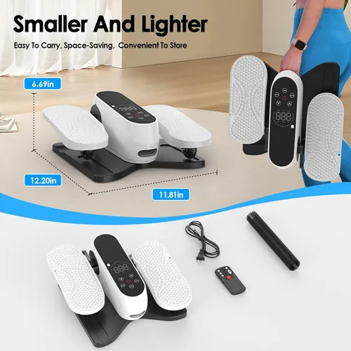 Miniatura 6 de Como se ve en la máquina elíptica de TV debajo del escritorio, ejercitador eléctrico de piernas con control remoto de 12 velocidades, ejercitador