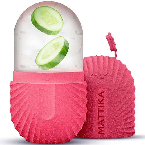 Rodillo de hielo para cara y ojos – Rodillo de hielo facial para hinchazón debajo de los ojos, masajeador facial de silicona reutilizable para Rosa