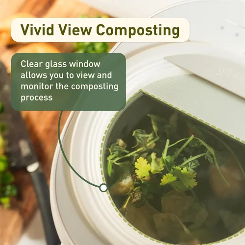 Miniatura 5 de Vego Compostador de Cocina, Compostador Eléctrico de Encimera de 4L, 5 Modos, Contenedor de Compost Inteligente Basado en Peso con App, Sin Olor