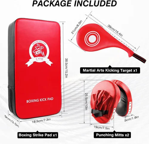 Miniatura 6 de 3-in-1 Boxing Pad Set –Focus Punching Mitts, Martial Arts Target Training Paddle and Kicking Pad for Kickboxing Taekwondo Karate MMA, Boxing