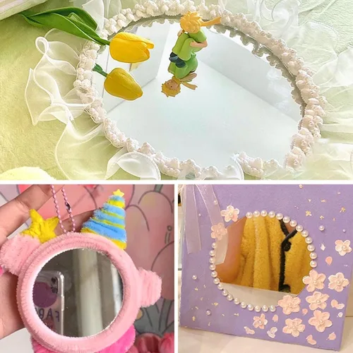 Miniatura 5 de 4 piezas de azulejos redondos de vidrio, calcomanías autoadhesivas de 6 pulgadas, hoja circular pequeña para manualidades de bricolaje, bandejas