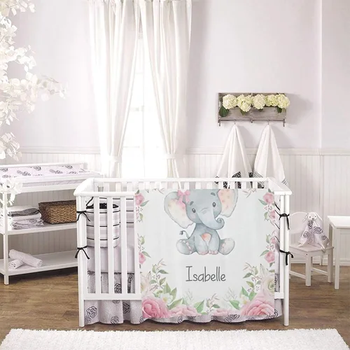 Miniatura 3 de Manta de forro polar súper suave para bebé niña con nombre personalizado y diseño de elefante rosa para cumpleaños de niño y niña, 30 x 40 pulgadas