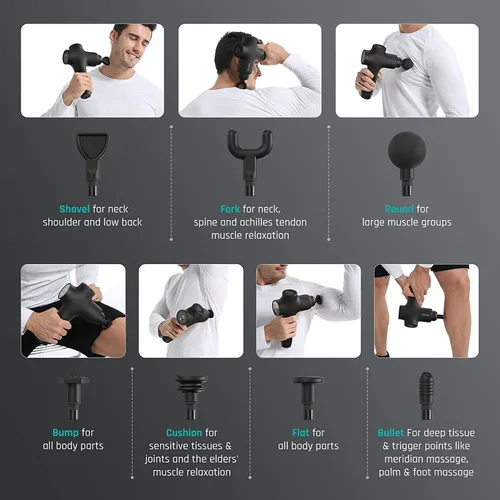 Miniatura 2 de Mebak 3 Pistola de Masaje, Pistola de Masaje de Tejido Profundo para Atletas, Masajeador Profesional de Percusión Muscular, Masajeador para Alivio