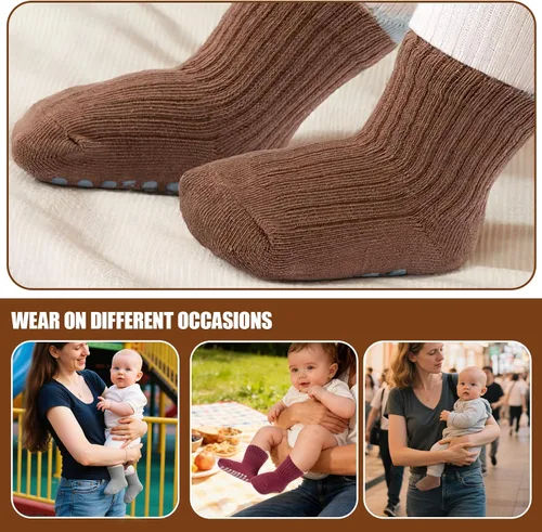 Miniatura 6 de 8 Pairs Baby Toddler Socks Non-Slip Grip Socks for Boys Girls Newborn Infant Baby Cotton Crew Sock with Grips 0-5T