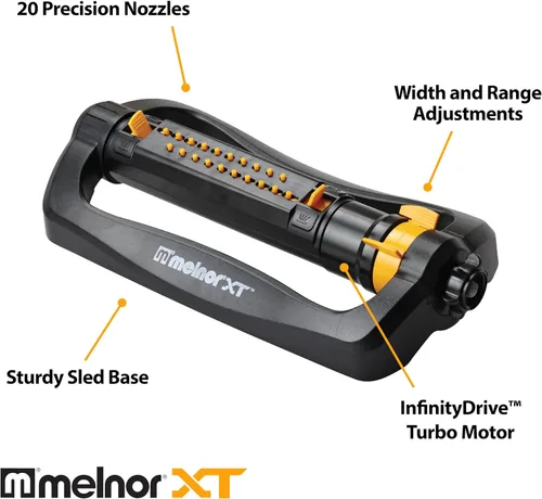 Miniatura 2 de Melnor 65202AMZ CrossStream Turbo - Rociador oscilante turbo, cobertura de 4,000 pies cuadrados, control de ancho y rango TwinTouch, motor Turbo