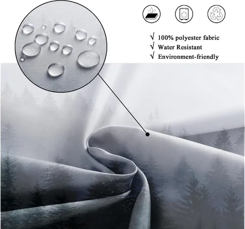 Miniatura 7 de Riyidecor Juego de cortinas de ducha de tela para hombre oscuro para baño, 72 pulgadas de ancho x 72 pulgadas de alto, árbol gótico natural, cortina