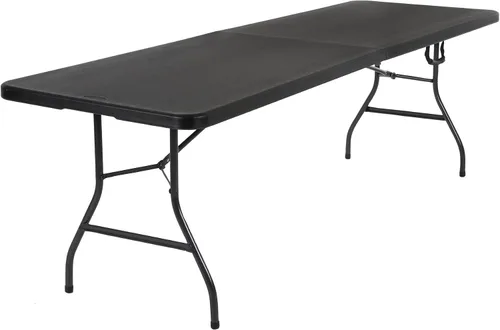 Miniatura 9 de COSCO Mesa de banquete plegable por la mitad de 6 pies con asa, negro