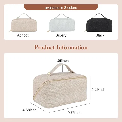 Miniatura 7 de KEYPOWER Bolsa de cosméticos de lentejuelas con purpurina de gran capacidad, bolsa de maquillaje de viaje, bolsa de aseo portátil brillante
