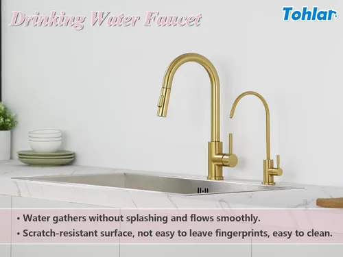 Miniatura 3 de Tohlar Grifo de Agua Potable para Fregadero de Cocina, Grifos de Agua Filtrada Dorados Grifo de Ósmosis Inversa Libre de Plomo Sistema de Filtración