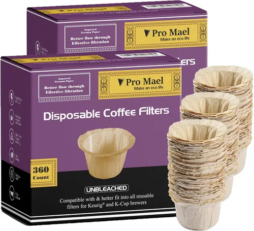 Miniatura 10 de Pro Mael Filtros de café desechables K Cup de papel para cafeteras Keurig de una sola porción 1.0 y 2.0, uso con cápsulas reutilizables K Cup