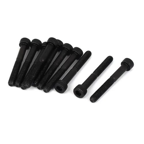 Miniatura 27 de uxcell Tornillos hexagonales de acero de aleación M2.0.197x1.772 in 12.9 Tornillos parcialmente roscados, color negro, 20