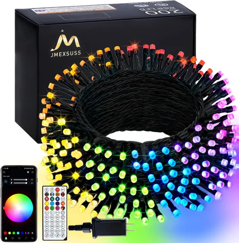 Miniatura 17 de JMEXSUSS Guirnalda de luces de Navidad de 200 LED azules y blancas, 66 pies, de exterior, expansible, para árbol, fiesta o decoración de hogar
