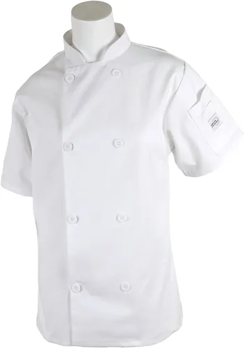 Mercer Culinary M60023WH2X Millennia - Chaqueta de manga corta para mujer con botones tradicionales, talla XXL, color blanco