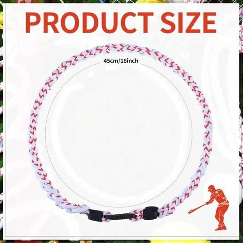 Miniatura 2 de Jexine Collares de béisbol de sóftbol para niños, collar de cuerda de béisbol de 3 cuerdas trenzadas Tornado Titanio, collar deportivo de sóftbol