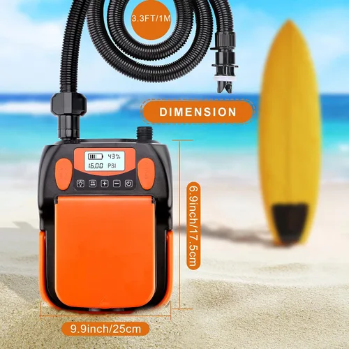 Miniatura 6 de AGPTEK Bomba de aire eléctrica digital 16PSI 12V recargable SUP compresor de bomba de aire eléctrica, inflador/desinflador de aire rápido, bomba