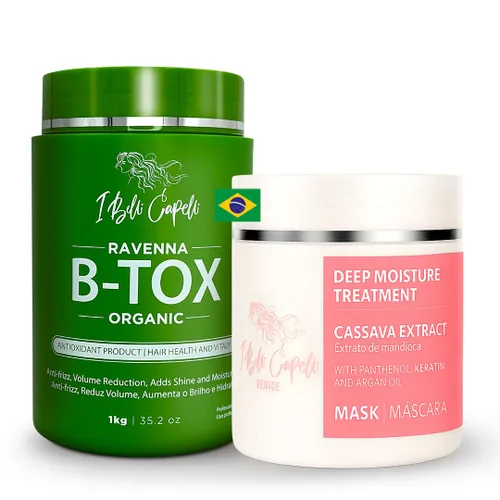 Miniatura 10 de I Belli Capelli Ravenna B-tox Kit - Tratamiento alisador del cabello con máscara de aceite de argán, 17.64 oz, sin formaldehído, antiencrespamiento