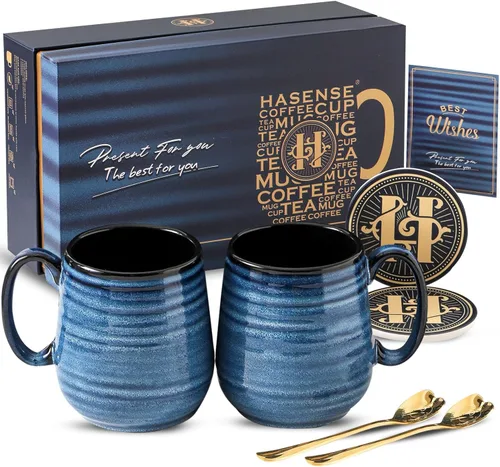 Miniatura 19 de HASENSE - Taza de café de cerámica grande de 20 onzas con gran asa, taza de té de cerámica para oficina y hogar, taza grande de regalo para papá