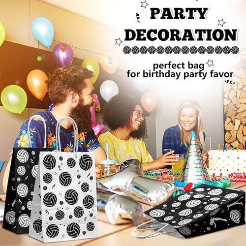 Miniatura 4 de Leinuosen 30 bolsas de regalo de voleibol, bolsas de regalo de voleibol, bolsas de golosinas para aperitivos y dulces con asa para temática