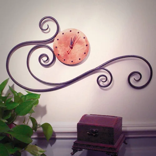 Miniatura 3 de Reloj de pared contemporáneo de hierro con esfera de cobre, forjado a mano en los Estados Unidos, 24 pulgadas
