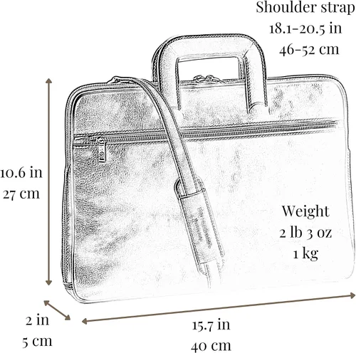 Miniatura 7 de Time Resistance Maletín de cuero delgado - Bolsa de cuero italiana hecha a mano para computadora - Maletín para hombre y mujer - Bolsa para laptop