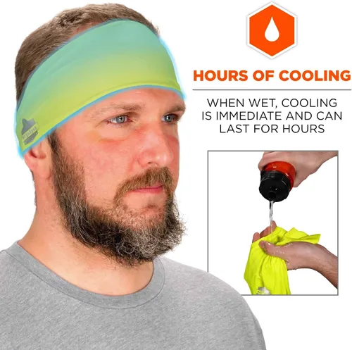 Miniatura 2 de Ergodyne Chill Its 6634 - Diadema deportiva para hombres y mujeres, absorbe la humedad, color lima