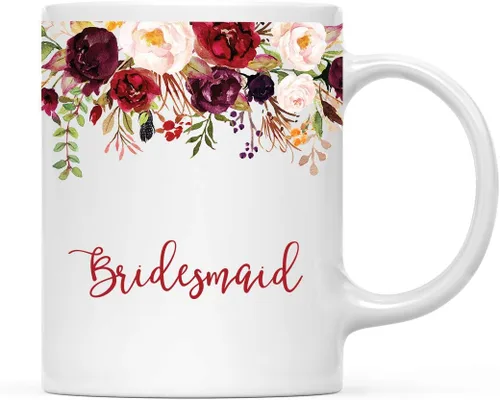 Miniatura 11 de Andaz Press Taza de té de cerámica para el día de la madre, regalo de 9.5 fl oz, otoño, marsala, flores burdeos, rosas, flores, tía, 1 paquete