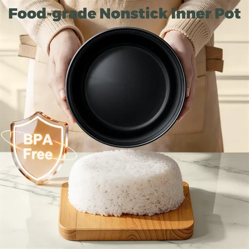 Miniatura 7 de CHACEEF Mini arrocera de 2 tazas sin cocinar, olla arrocera de 1.2 L, pequeña máquina de arroz portátil antiadherente de viaje, sin BPA, cocina