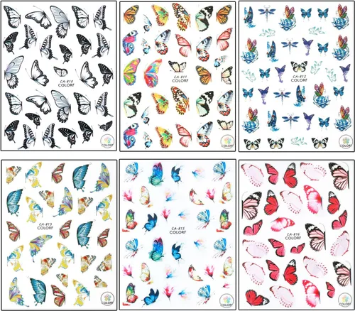 Miniatura 7 de Grandes calcomanías de mariposas para uñas, calcomanías de mariposas grandes 3D para uñas, calcomanías autoadhesivas de diseños de mariposas