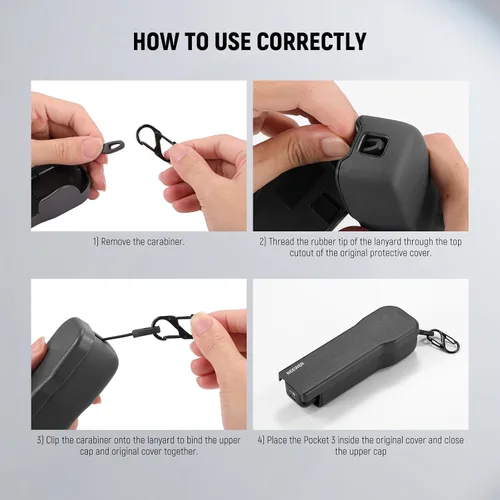 Miniatura 2 de NEEWER Funda protectora de bolsillo 3 con mosquetón y 2 fundas de sombrilla compatibles con DJI Osmo Pocket 3 Gimbal Camera, resistente a prueba