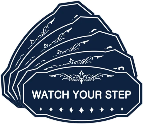 Miniatura 32 de Signs ByLITA Victorian Watch Your Step - Letrero de pared o puerta Material duradero y fácil instalación Señalización de seguridad (negro)