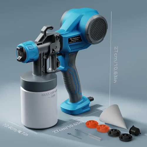 Miniatura 6 de Tilswall - Pulverizador de pintura HVLP, pistola de aerosol ligera, pistola de pintura eléctrica de alta potencia, 4 boquillas y 3 patrones