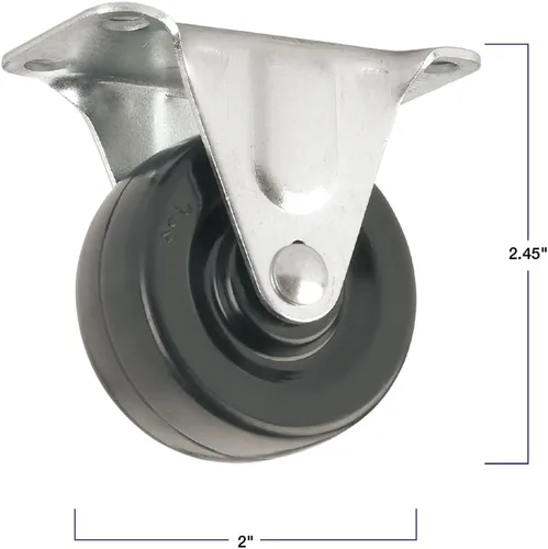 Miniatura 4 de Rueda de rodaja de goma resistente con placa superior rígida no giratoria - 2 pulgadas - capacidad de carga de 125 libras