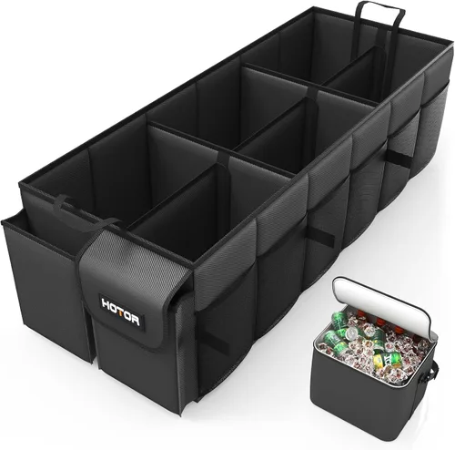 Miniatura 12 de HOTOR Organizador de maletero para coche y SUV, organizador de automóvil resistente con enfriador extraíble, organizador de maletero plegable grande