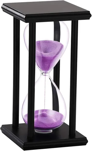 Miniatura 9 de SuLiao Reloj de Arena de Madera de 30 Minutos, Soporte de Madera Negro Temporizador de Arena, Reloj de Arena Negro de 30 Minutos, Antiguo Reloj