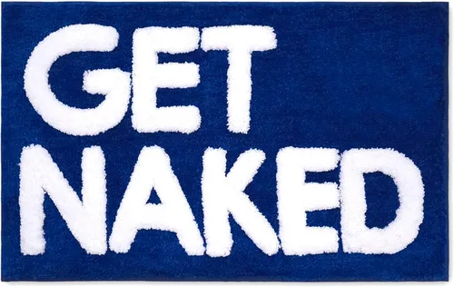 Miniatura 9 de New Mungo Alfombra de baño con texto en inglés «Get Naked», color negro, con letras blancas para decoración de apartamentos, divertida alfombra