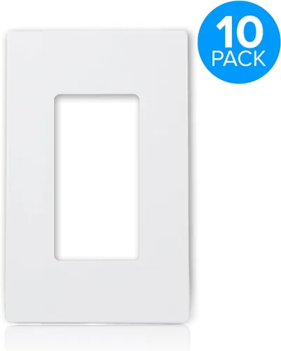 Miniatura 2 de Maxxima Paquete de 10 enchufes decorativos de 1 banda, placa de pared sin tornillos, blanco, tamaño estándar, perfecto para interruptores de luz