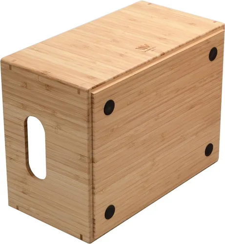Miniatura 3 de MobileVision Caja de almacenamiento de bambú con organizador apilable frontal abierto para usar en armarios, dormitorios, cocinas, hogar y oficina