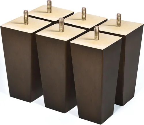 Miniatura 21 de Patas de madera para muebles de 8 pulgadas, juego de 4 patas cuadradas de repuesto, color marrón, para sillón otomano, sillón reclinable, mesa